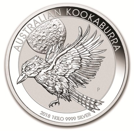 2018澳洲笑鴗鳥銀幣(1 kg)(全新，未流通)